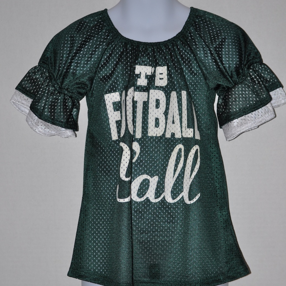 Girl's Jersey It's Football Y'all Green White 2T-4
